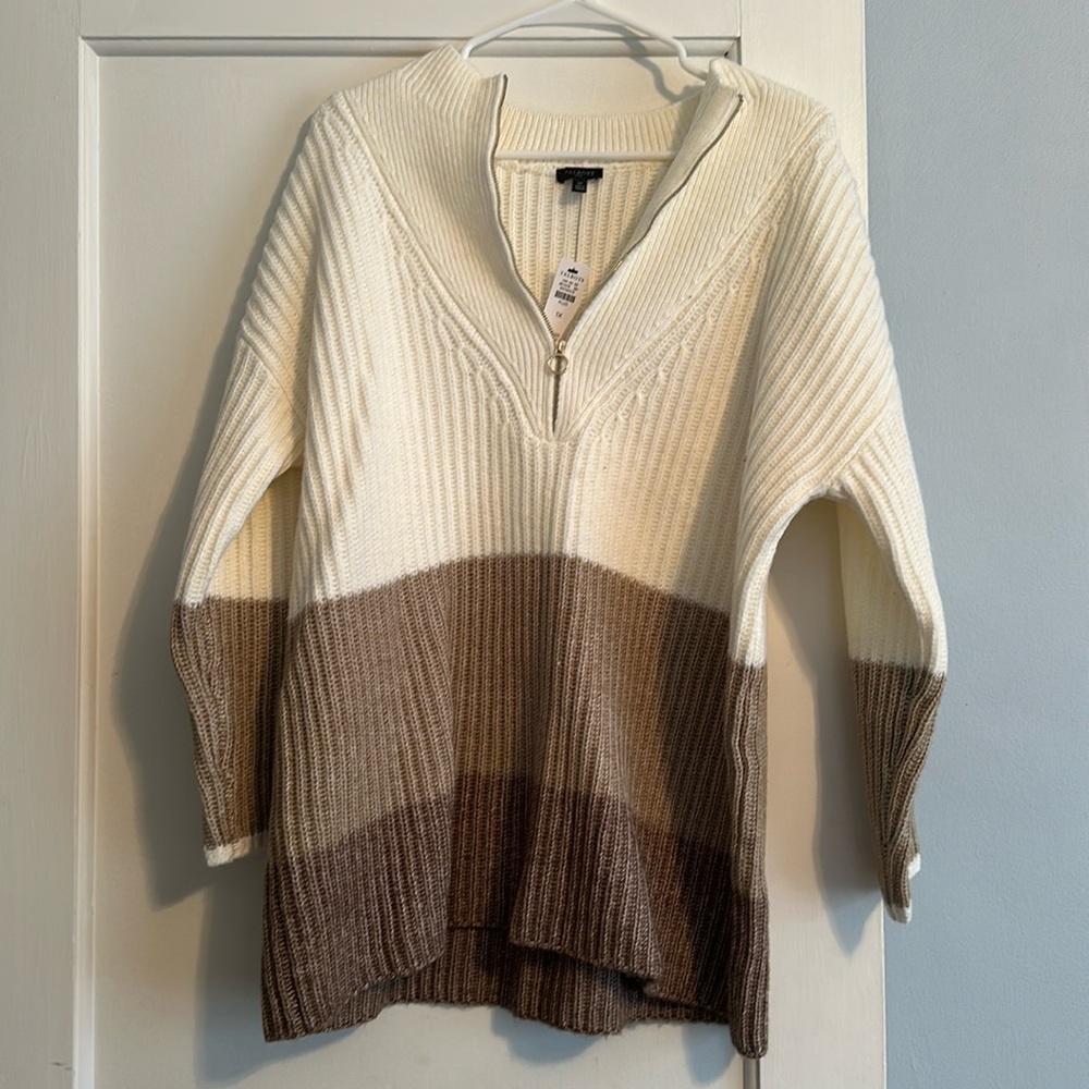 NWT Talbots Multicolor Striped 1/2 Zip Sweater ☕️